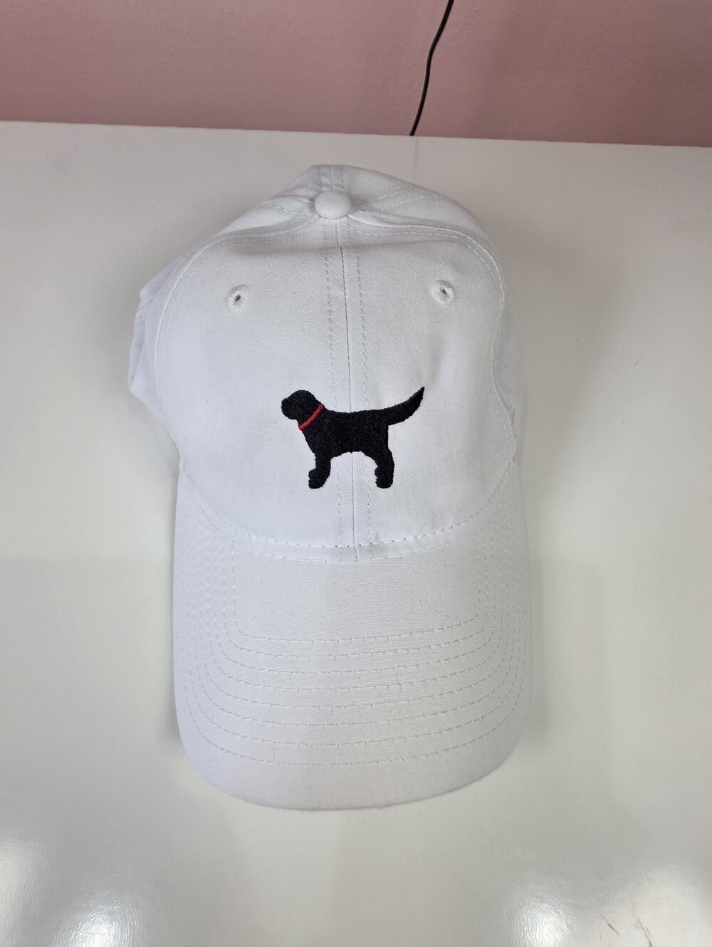 New Era Golf Black Lab Dog Embroidered White Baseball Cap